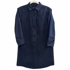 A.P.C. Dark Navy Long Sleeve Shirt Dress Size M. Cotton. Midi. Paris